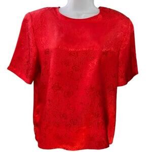 Worthington Red Rose 80s Blouse Size 10